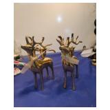 Brass Reindeer Candle Holders Set