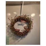 Holiday Berry Wreath with Noel Joy Peace Signs