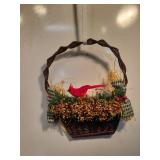 Decorative Woven Basket with Red Cardinal