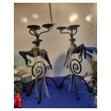 Decorative Black Metal reindeer Candelabra