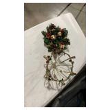 Traditional Holly Berry Christmas Candle Ring with metal round can holder candle holds six