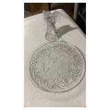 Crystal Angel candle holder with Holiday Glass Plate