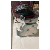 Decorative Metal Snowman Figure with Top Hat