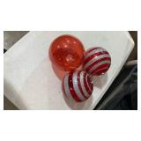 Red Glass Christmas Ornament with Silver Glitter Stripes
