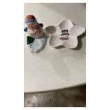 Lotus Snowman Holiday Ceramic Plates Set