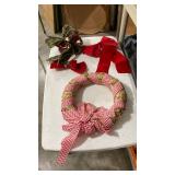 Country Style Straw Wreath with Gingham Ribbon