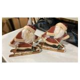 Wooden Sleigh Santa Holiday Decorations - Set of 2