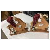 Wooden Sleigh Santa Holiday Decorations - Set of 2