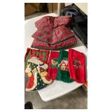 Christmas Decor Bundle. Pillow, 3) tea towels, 2)pot holders