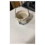 Hand-Painted Winter Scene Ceramic Butter Crock