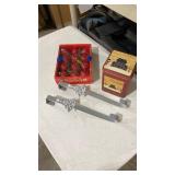 Box of red apple Christmas tin two wreath hangers