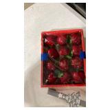 Box of red apple Christmas tin two wreath hangers