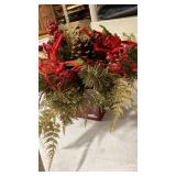 Festive Red and Gold Christmas Floral Arrangement