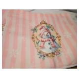 Christmas Pink Towels with Santa & Snowman