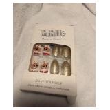 Santa Claus Press-On Nails Set with Gold Glitter