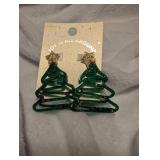 Glittery Christmas Tree Dangle Earrings