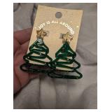 Glittery Christmas Tree Dangle Earrings