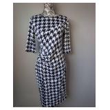 Houndstooth Pattern Bodycon Dress - Large