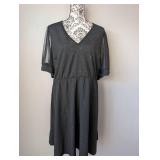 Black Sparkle Evening Dress with Sheer Sleeves - 3XL