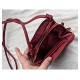 Red Leather Multi-Compartment Crossbody Wallet