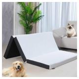 Roxzo 4 inch Twin Tri-Folding Memory Foam Mattress, Portable Trifold Mattress Topper with Washable Cover, Non-Slip Bottom for Camping, Guest Bed, 75\"x38\"x4\" - Retail: $130