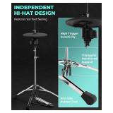 Fesley Electric Drum Set, Electronic Drum Set with 4 Quiet Mesh Drum Pads, Independent HiHat and Kick Drum Full Size Adult Drum Set, 3 Cymbals with Choke, 225 Sounds, USB MIDI, Drum Throne, and Sticks