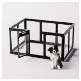 Acrylic Dog Playpen Indoor, 10 PCS Plastic Puppy Playpen with Door, Clear PlayPen for Dog Cat Rabbit Ferret, Preferable Small Dog Cage, Easy Assemble Pet Pen, 50\" L x 33.5\" W x 24\" H, Black - Retai