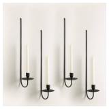24.8\" Iron Metal Wall Candle Sconce Holder, Set of 4 Wall Mount Candle Holders Modern Wall Candle Sconces Hanging for Living Room Farmhouse Fireplace Wedding - Retail: $60