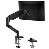 WALI Single Monitor Mount, Gas Spring Monitor Arm for 17-34 inch Screens, Adjustable Computer Monitors Stand up to 26.4lbs, with Clamp and Grommet Base, Mounting Holes 75 and 100mm (GSMP001N), Black -
