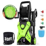 commowner Pressure Cleaner 5000 PSI 4.0 GPM Power Cleaner with 33FT Hose, 4 Nozzle and 500ML Foam Cannon, Cleaner Machine for Home, Car Washing, Fence Cleaning, Patio, Green - Retail: $150