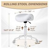 Saddle Stool Heavy Duty 400lbs - Ergonomic Thick Saddle Seat Cushion, Easy Height Adjustable, Healthy Posture No Pain, Smooth Rolling No Creaky Noises, Rolling Saddle Stool Chair with Wheels (White2) 