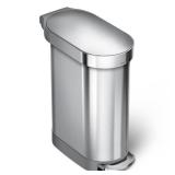 simplehuman 45 Liter / 12 Gallon Slim Hands-Free Kitchen Step Trash Can, Brushed Stainless Steel - Retail: $110