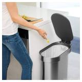 simplehuman 45 Liter / 12 Gallon Slim Hands-Free Kitchen Step Trash Can, Brushed Stainless Steel - Retail: $110