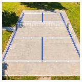 Reusable Pickball Court Stencil Kit â 44x20 ft Full-Size Stencil, Durable Plastic Court Liner for Concrete, Easy Setup with Complete Accessories (Not Paperboard) - Retail: $90