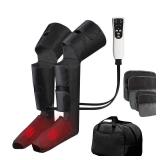 LINGTENG Leg Air Compression Massager for Foot Heat, Air Compression Calf Massage and Thigh Massage, Handheld Controller 3 Intensities 3 Modes (with 4 Extensions and Portable Bag), Gifts for Women - R