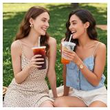 Charmount 100 Sets- 20 oz Clear Plastic Cups with Lids and Straws, Disposable To Go Cups for Cold Drinks, Coffee Bar Accessories, Iced Coffee, Smoothies - Retail: $26