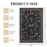 Insect Floral Area Rug for Living Room 6x9 Machine Washable Area Rug Non-Slip Low Pile Large Bedroom Rug Stain Resistant Throw Rug Carpet for Nursery Dining Room Kids Playroom Office Black - Retail: $
