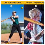 28 Inch Baseball Bats Wooden Baseball Bat Cosplay Halloween Parties Costume Prop for Women Birthday Easter Gift - Retail: $42