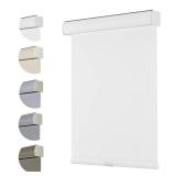 Persilux Free-Stop Cordless 100% Blackout Blinds for Window Shades with Linen Look Textured Fabric (White, 21\" W x 72\" H) Thermal Insulated Roller Shades for Windows Blinds for Home, Bedroom, Door -