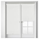 Persilux Free-Stop Cordless 100% Blackout Blinds for Window Shades with Linen Look Textured Fabric (White, 21\" W x 72\" H) Thermal Insulated Roller Shades for Windows Blinds for Home, Bedroom, Door -