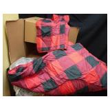 Christmas Red Plaid Comforter Set Full Size, Red Buffalo Check Grid Soft Microfiber Warm Bedding Set with 2 Pillow Shams - Patchwork Plaid Printed - Retail: $40