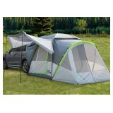 JOYTUTUS SUV Tent with Screen Porch and Awning for Family Camping, 60% More Space Car Tent for 5-9 Person, Dual-Use SUV or Camping with Rainfly, Double Door, Starry Sky Roof, Fit for SUV Car Van - Ret