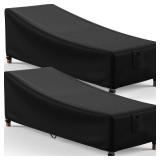 Mrrihand Chaise Lounge Cover, Patio Furniture Covers, Patio Lounge Chair Cover Waterproof and UV Resistant, Heavy Duty Outdoor furniture covers with Air Vent 2 Pack - 84L x 32W x 32H inch - Retail: $3