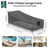 Mrrihand Chaise Lounge Cover, Patio Furniture Covers, Patio Lounge Chair Cover Waterproof and UV Resistant, Heavy Duty Outdoor furniture covers with Air Vent 2 Pack - 84L x 32W x 32H inch - Retail: $3