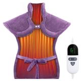Heating Pad for Neck and Shoulders and Back, Pain Relief Electric Heating Pad Large Size 24âX33â with 4 Timers, 6 Heat Levels, Auto-Off, Purple - Retail: $40