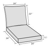 INFBLUE Deep Seat Cushion Set 24 x 24 inches Outdoor Patio Seat and Back Cushion Chair Cushions for Outdoor Furniture Water Repellent Set (2 Sets)) - Retail: $130