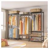 Wardrobe Closet Heavy Duty Clothes Rack, Portable Closet Organizer System with 4 Hang Rods & 8 Shelves, Metal Clothing Rack Garment Rack for Hanging Clothes, Max Load 890 LBS - Retail: $120