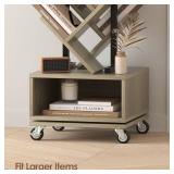 iabifo Double Sided Rotating Tree Bookshelf - 7-Tier Retro Floor Standing Bookcase, Wood Storage for Books, CDs, Movies, Perfect for Small Spaces in Bedroom, Living Room, Home Office, Grey - Retail: $