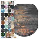 SANILO Wooden Toilet Seat with Soft Close [ROUND] - Decorative, Quiet & Slow Close Molded Wood Seat - With Strong Bumpers & Hinges - Adjustable Fit â Vintage - Retail: $60