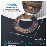 SANILO Wooden Toilet Seat with Soft Close [ROUND] - Decorative, Quiet & Slow Close Molded Wood Seat - With Strong Bumpers & Hinges - Adjustable Fit â Vintage - Retail: $60